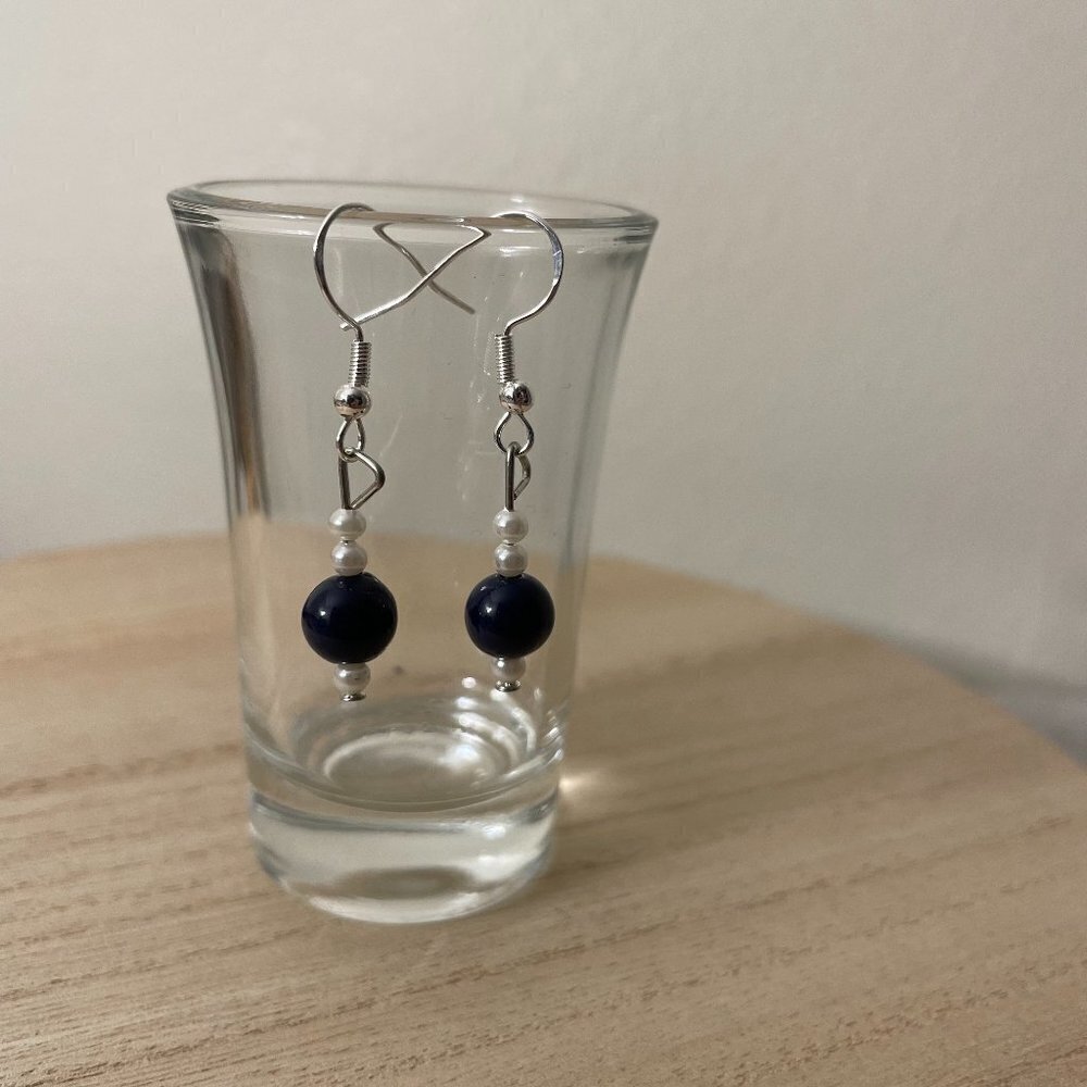 Navy Frost‎ Beaded Earrings